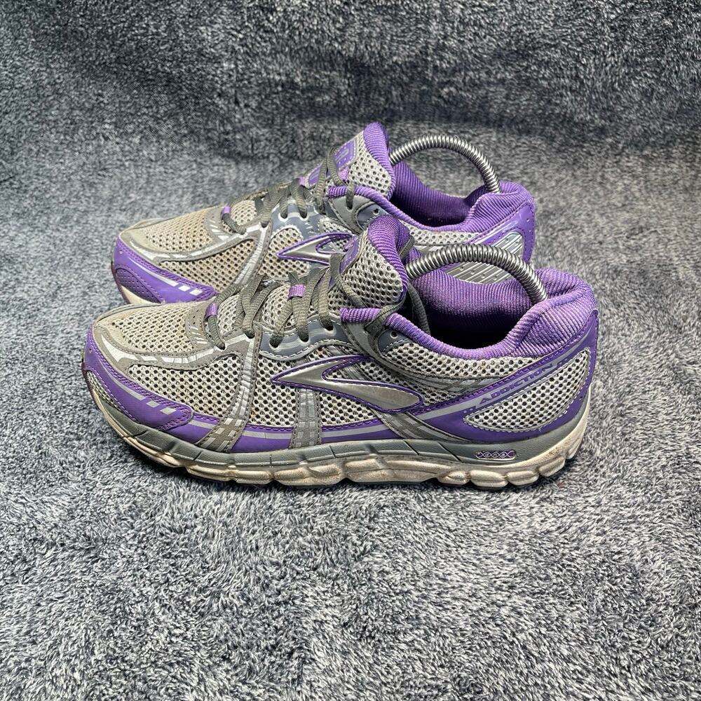 Brooks Addiction Grey Purple Mesh 2E Wide Running Shoes Size 9.5 Women’s